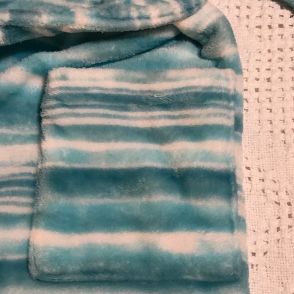 Sonoma Blue Wave Bath White Stripe  Long Sleeve Bathrobe Medium - Picture 3 of 6